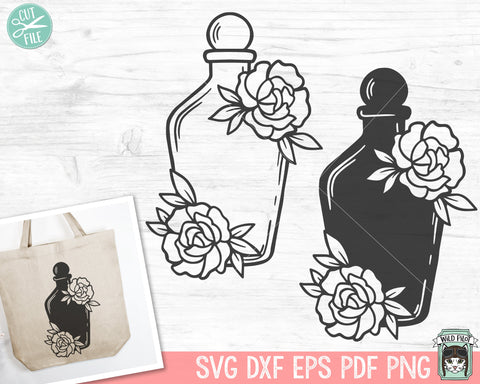 Floral Potion Bottle SVG, Halloween SVG, Witchy SVG, Potion Bottle Flowers svg, Witchcraft svg, Mystical svg, Witches Brew svg SVG Wild Pilot 