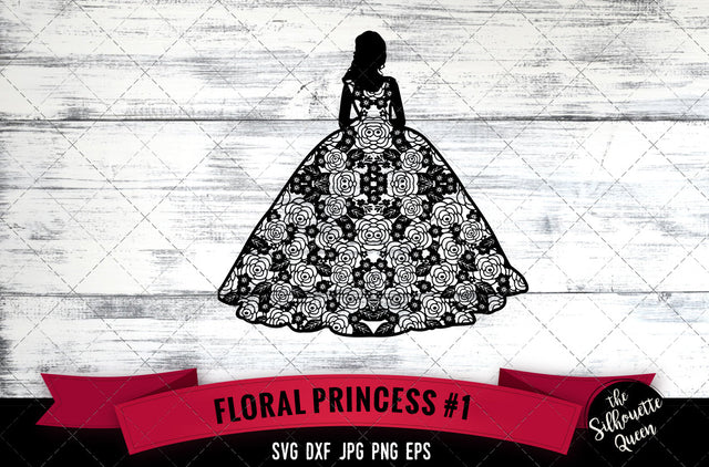 Floral Princess 1 Vector Silhouette File SVG Loveleen Kaur 