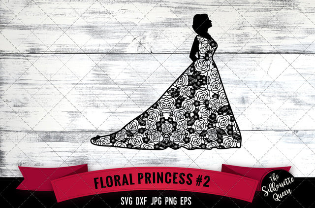 Floral Princess 2 Vector Silhouette File SVG Loveleen Kaur 