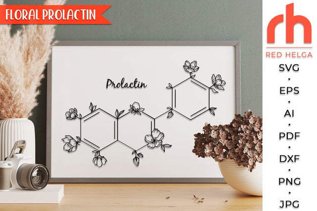 Floral Prolactin SVG, Flower Molecule Cut File, Chemical DXF SVG RedHelgaArt 