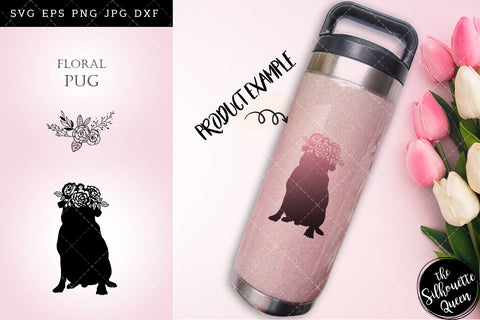 Floral Pug Dog svg file for cricut, for silhouette, cut eps, cutting png, cuttable dxf, Instant Download design SVG Loveleen Kaur 