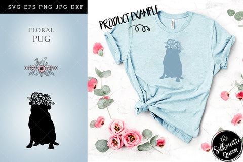 Floral Pug Dog svg file for cricut, for silhouette, cut eps, cutting png, cuttable dxf, Instant Download design SVG Loveleen Kaur 