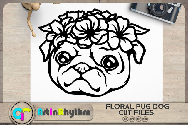Floral pug dog svg, Floral animals svg SVG Artinrhythm shop 