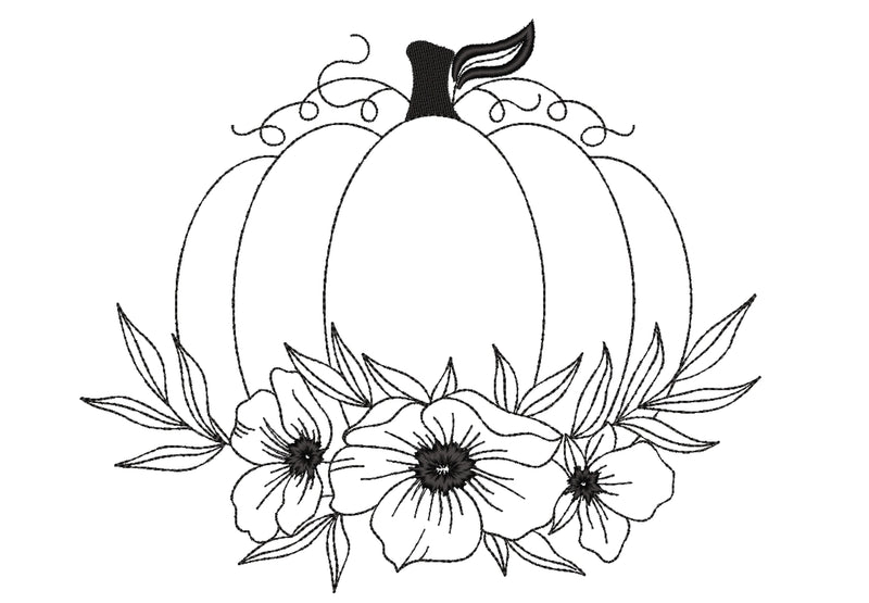 Floral Pumpkin Embroidery Design, 5 sizes, Instant Download Embroidery/Applique DESIGNS Nino Nadaraia 
