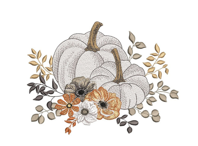 Floral Pumpkin Embroidery Design, Autumn Embroidery File, Thanksgiving Embroidery Design, 4 sizes, Instant Download Embroidery/Applique DESIGNS Nino Nadaraia 
