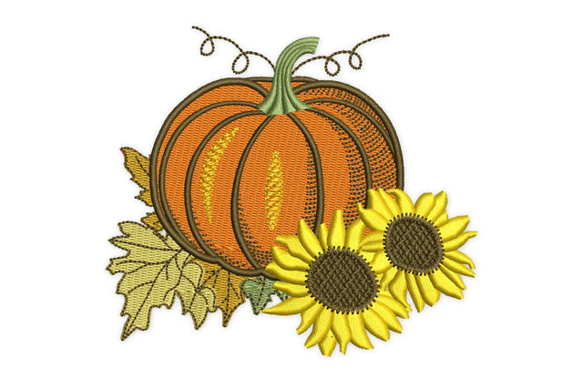 Floral Pumpkin Embroidery Design, Fall embroidery designs, Thanksgiving embroidery design, Sunflower embroidery design Embroidery/Applique DESIGNS NextEmbroidery 