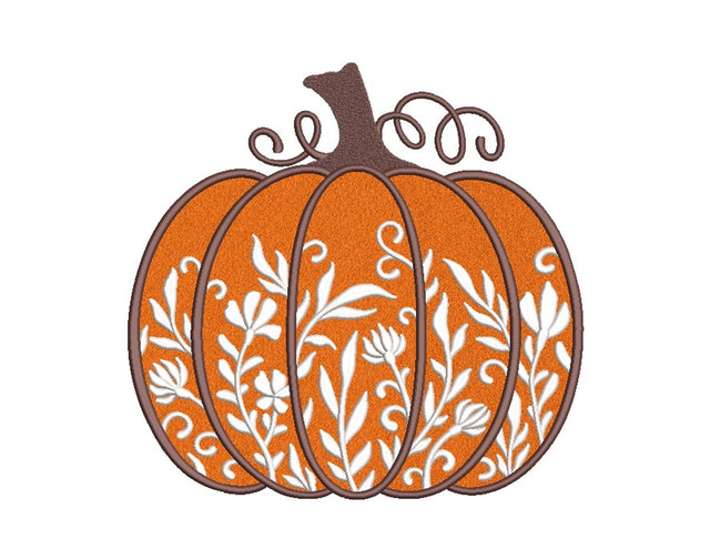 Floral Pumpkin Embroidery Design, Fall Embroidery File, 3 sizes, Instant Download Embroidery/Applique DESIGNS Nino Nadaraia 