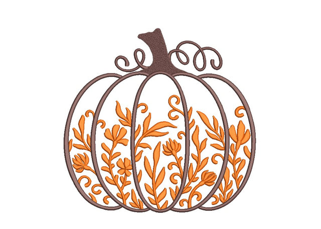 Floral Pumpkin Embroidery Design, Flower Pumpkin Embroidery File, Pretty Autumn Embroidery, 3 sizes, Instant Download Embroidery/Applique DESIGNS Nino Nadaraia 