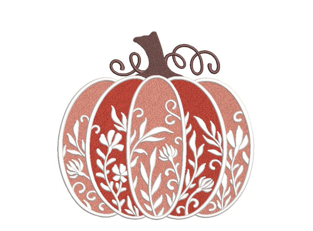 Floral Pumpkin Embroidery Design, Flower Pumpkin Embroidery File, Pretty Autumn Embroidery, 3 sizes, Instant Download Embroidery/Applique DESIGNS Nino Nadaraia 