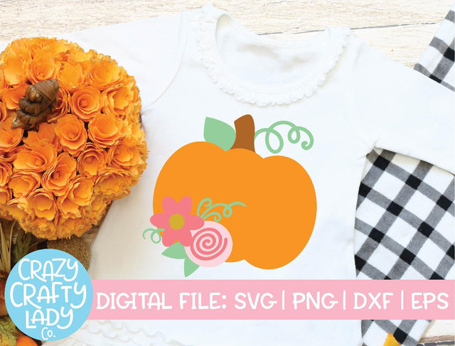Floral Pumpkin | Fall SVG Cut File SVG Crazy Crafty Lady Co. 