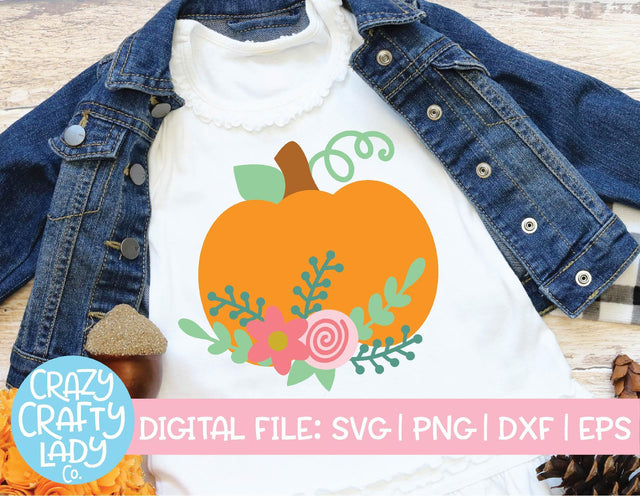 Floral Pumpkin | Fall SVG Cut File SVG Crazy Crafty Lady Co. 