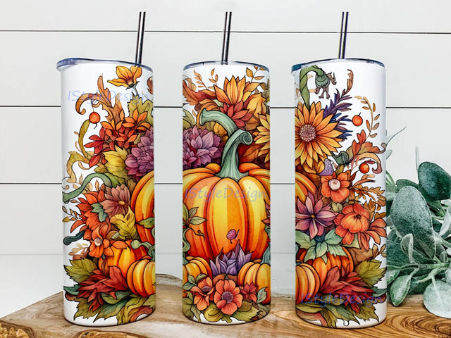 Floral Pumpkin Patch 20oz Skinny Tumbler Png, Halloween Png, Floral Pumpkins Tumbler, Autumn Floral Tumbler, Pumpkin Vibes Tumbler, Fall Autumn Tumbler Sublimation iStyleDesign 
