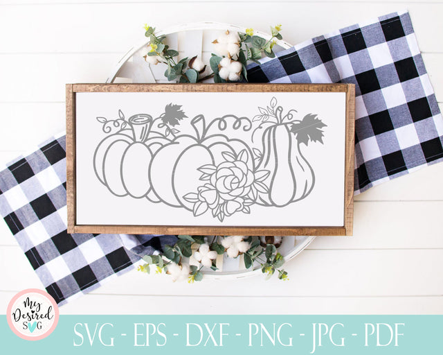 Floral Pumpkin png file, Flower Pumpkin, Row of Pumpkins png, Pumpkin SVG, thanksgiving svg files, autumn sign svg, harvest svg, sign svg SVG MyDesiredSVG 