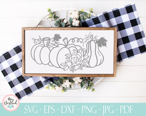 Floral Pumpkin png file, Flower Pumpkin, Row of Pumpkins png, Pumpkin SVG, thanksgiving svg files, autumn sign svg, harvest svg, sign svg SVG MyDesiredSVG 