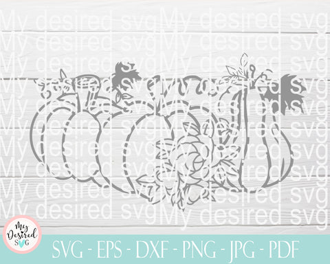 Floral Pumpkin png file, Flower Pumpkin, Row of Pumpkins png, Pumpkin SVG, thanksgiving svg files, autumn sign svg, harvest svg, sign svg SVG MyDesiredSVG 