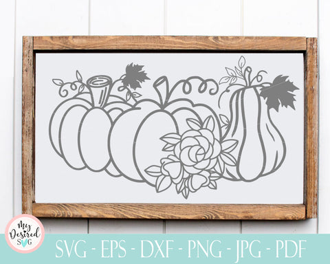 Floral Pumpkin png file, Flower Pumpkin, Row of Pumpkins png, Pumpkin SVG, thanksgiving svg files, autumn sign svg, harvest svg, sign svg SVG MyDesiredSVG 