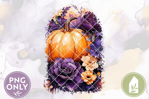 Floral Pumpkin Sublimation Design, Fall Shirt PNG Sublimation LilleJuniper 