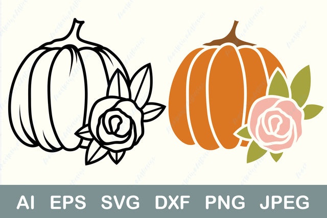 Floral pumpkin svg, Fall pumpkin with flowers svg SVG AnastasiyaArtDesign 
