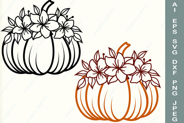 Floral pumpkin svg, Fall pumpkin with flowers svg, Thanksgiving svg SVG AnastasiyaArtDesign 