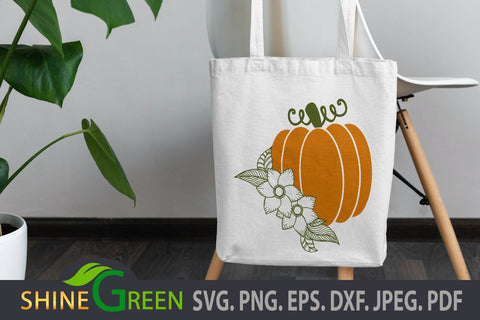 Floral Pumpkin SVG - Fall, Thanksgiving, Autumn Gifts Cut File SVG Shine Green Art 