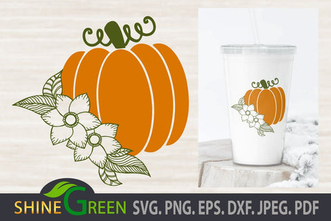 Floral Pumpkin SVG - Fall, Thanksgiving, Autumn Gifts Cut File SVG Shine Green Art 