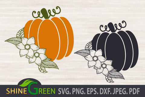 Floral Pumpkin SVG - Fall, Thanksgiving, Autumn Gifts Cut File SVG Shine Green Art 