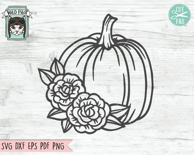 Floral Pumpkin SVG File, Flower Pumpkin SVG, Pumpkin Cut File, Fall SVG, Autumn SVG, Halloween SVG, Thankgiving SVG, Harvest SVG, Pumpkin with Flowers SVG SVG Wild Pilot 