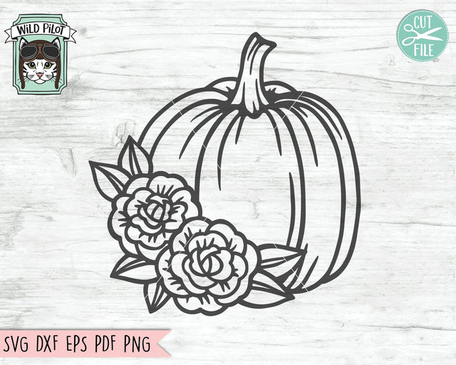 Floral Pumpkin SVG File, Flower Pumpkin SVG, Pumpkin Cut File, Fall SVG, Autumn SVG, Halloween SVG, Thanksgiving SVG, Harvest SVG, Pumpkin With Flowers SVG SVG Wild Pilot 