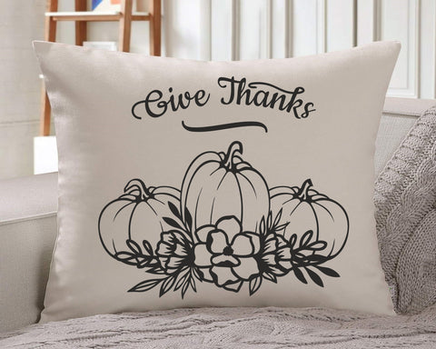 Floral Pumpkin Svg file, Pumpkin Cut file, Give Thanks Svg, Fall, Flower, Thankful, Autumn Clipart, Thanksgiving Silhouette, Fall, Cricut SVG BogeliaVector 