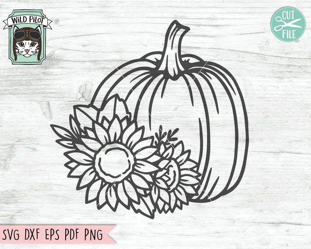 Floral Pumpkin SVG File, Sunflower Pumpkin SVG, Flower Pumpkin Cut File, Fall SVG, Autumn SVG, Halloween SVG, Thanksgiving SVG, Pumpkin With Flowers SVG SVG Wild Pilot 