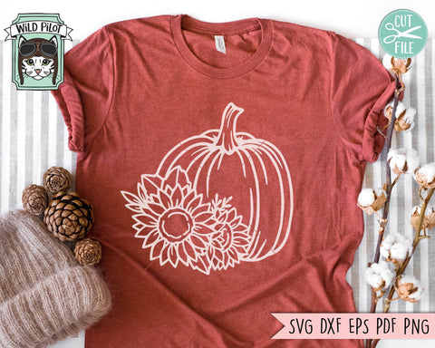 Floral Pumpkin SVG File, Sunflower Pumpkin SVG, Flower Pumpkin Cut File, Fall SVG, Autumn SVG, Halloween SVG, Thanksgiving SVG, Pumpkin With Flowers SVG SVG Wild Pilot 