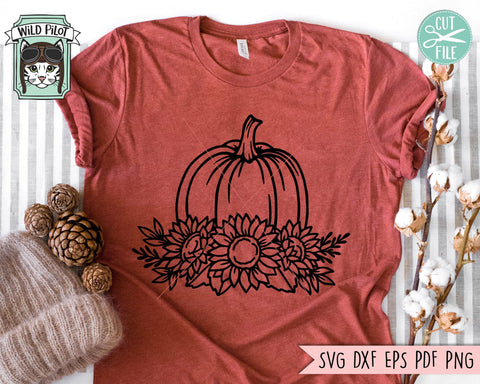 Floral Pumpkin SVG File, Sunflowers Pumpkin SVG, Flower Pumpkin Cut File, Fall SVG, Autumn SVG, Halloween SVG, Thanksgiving SVG, Pumpkin with Flowers SVG SVG Wild Pilot 