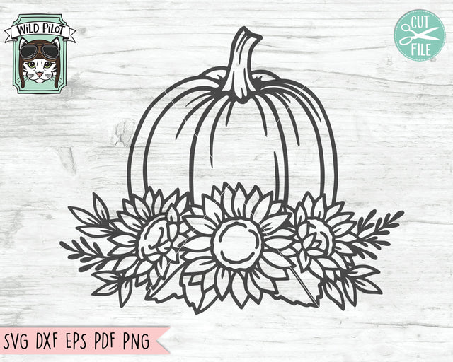 Floral Pumpkin SVG File, Sunflowers Pumpkin SVG, Flower Pumpkin Cut File, Fall SVG, Autumn SVG, Halloween SVG, Thanksgiving SVG, Pumpkin with Flowers SVG SVG Wild Pilot 