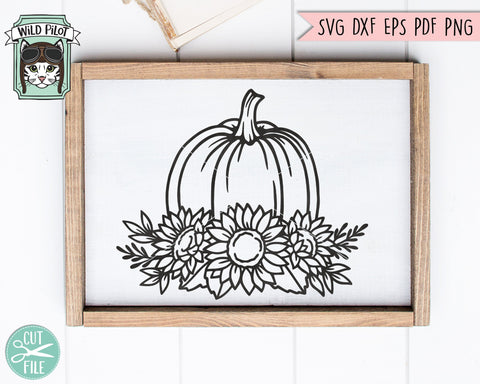 Floral Pumpkin SVG File, Sunflowers Pumpkin SVG, Flower Pumpkin Cut File, Fall SVG, Autumn SVG, Halloween SVG, Thanksgiving SVG, Pumpkin with Flowers SVG SVG Wild Pilot 