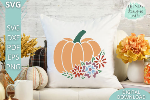 Floral Pumpkin SVG I Fall Floral Sign SVG SVG Trendy Designs Online 
