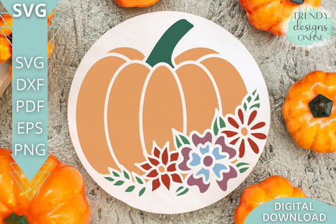 Floral Pumpkin SVG I Fall Floral Sign SVG SVG Trendy Designs Online 