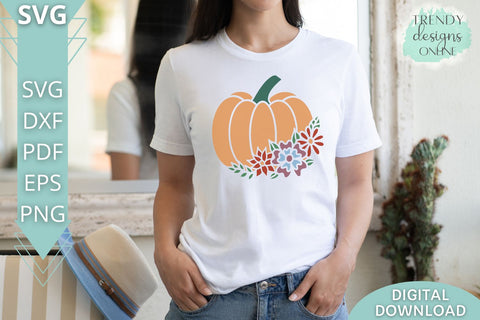 Floral Pumpkin SVG I Fall Floral Sign SVG SVG Trendy Designs Online 