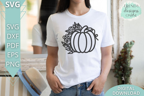 Floral Pumpkin SVG I Fall Pumpkin SVG SVG Trendy Designs Online 