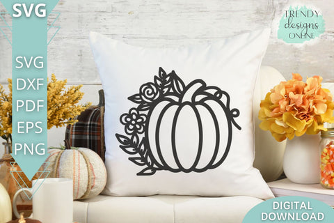 Floral Pumpkin SVG I Fall Pumpkin SVG SVG Trendy Designs Online 