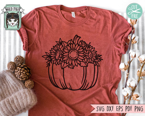 Floral Pumpkin SVG, SunFlower Pumpkin SVG, Flower Pumpkin Cut File, Fall SVG, Autumn SVG, Halloween SVG, Thanksgiving SVG, Pumpkin With Flowers SVG SVG Wild Pilot 