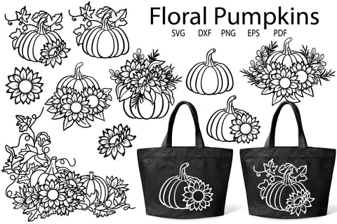 Floral Pumpkin Svg, Sunflower Pumpkin SVG, Thanksgiving SVG SVG Yuliya 