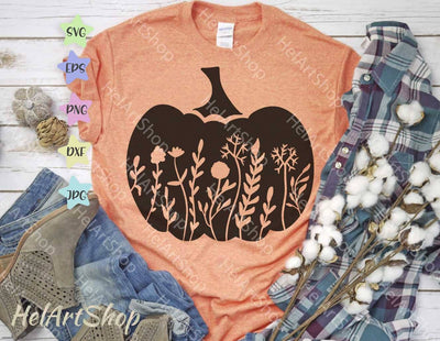 Floral pumpkin svg, Thanksgiving svg cut file SVG _HelArtShop_ 