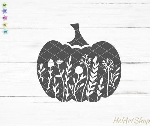 Floral pumpkin svg, Thanksgiving svg cut file SVG _HelArtShop_ 