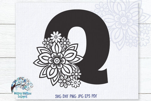 Floral Q SVG SVG Wispy Willow Designs 