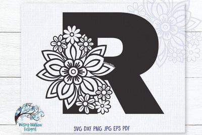 Floral R SVG SVG Wispy Willow Designs 