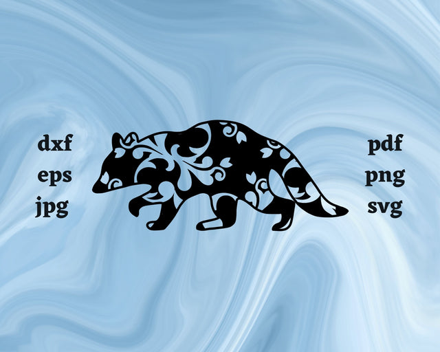 Floral Raccoon SVG Cut File SVG Northern Light SVG 