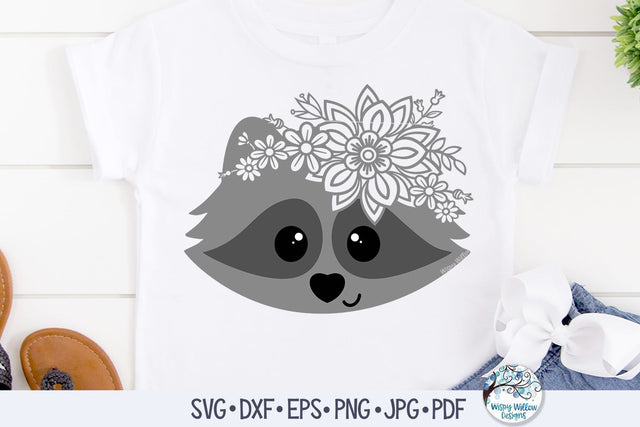 Floral Raccoon SVG SVG Wispy Willow Designs 