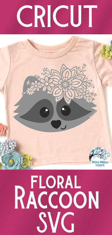 Floral Raccoon SVG SVG Wispy Willow Designs 