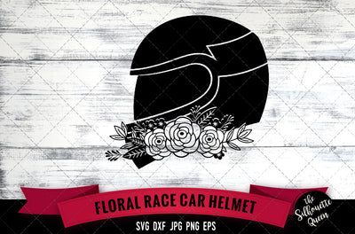 Floral Race Car Helmet Vector Silhouette File SVG Loveleen Kaur 
