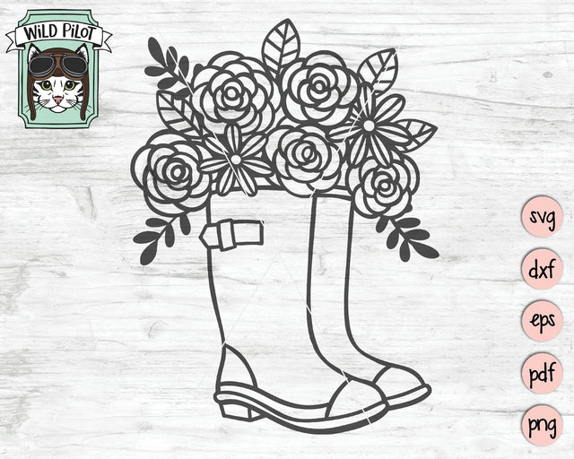 Floral Rain Boots SVG Cut File SVG Wild Pilot 